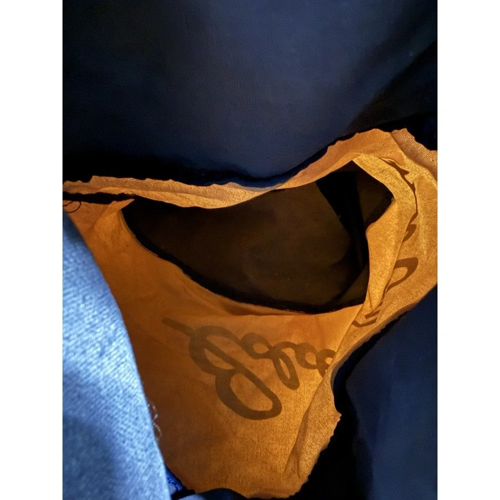 Vintage Eddie Bauer Expandable Laundry Bag Canvas Navy Tan Shoulder Strap 28x18